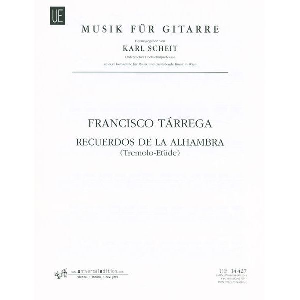 Universal Edition Tárrega Recuerdos de la Alhamb