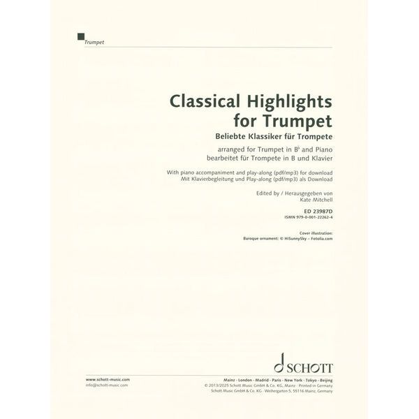 Schott Classical Highlights Trumpet D
