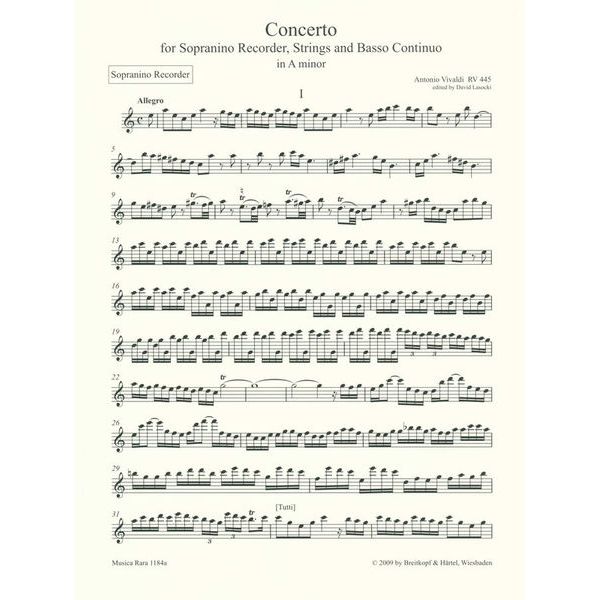 Breitkopf & Härtel Vivaldi Concerto a-moll RV 445