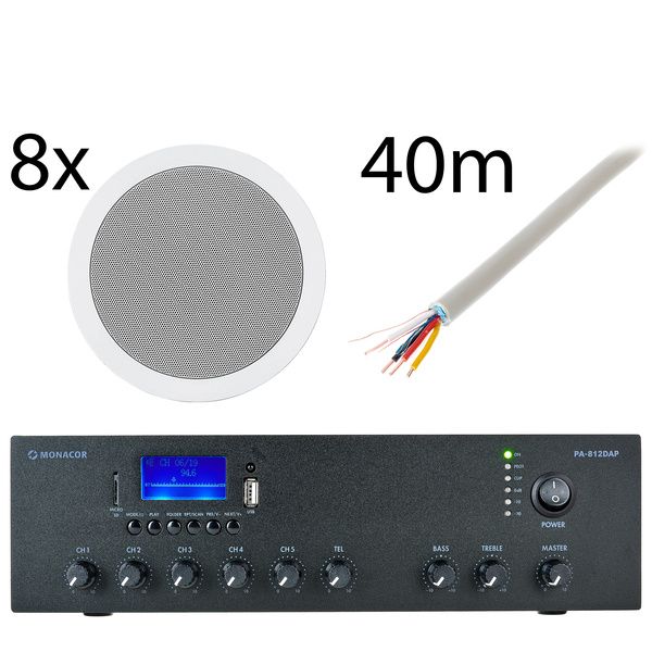 Monacor 8x EDL-28 PA-812DAP Bundle