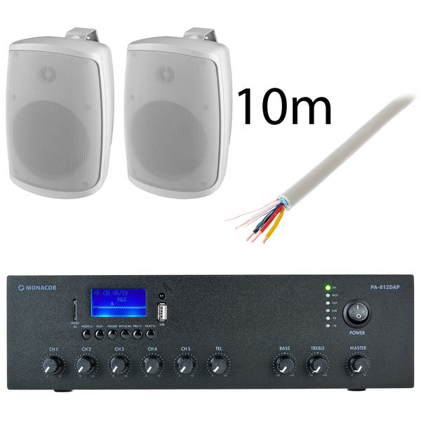 Monacor WALL-08T/WS PA-812DAP Bundle
