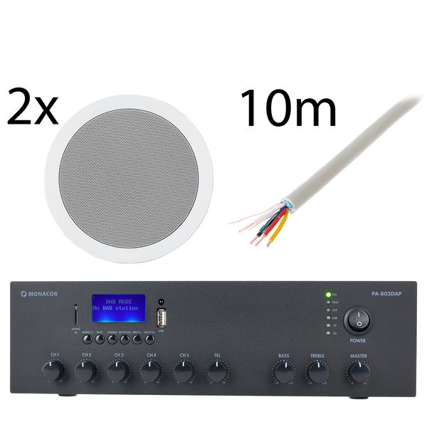 Monacor 2x EDL-28 PA-803DAP Bundle