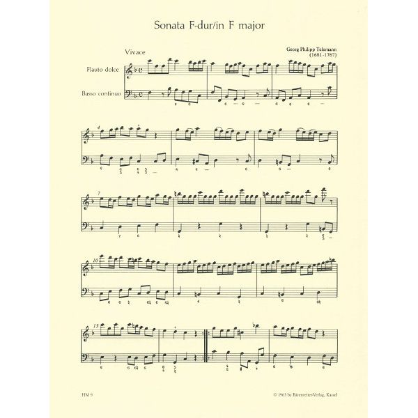 Bärenreiter Telemann Sonate F-Dur