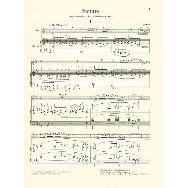 Henle Verlag Prokofjew Flötensonate D-dur