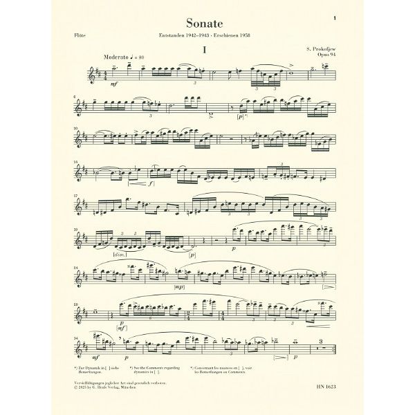 Henle Verlag Prokofjew Flötensonate D-dur