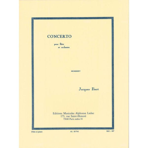 Alphonse Leduc Ibert Concerto für Flöte