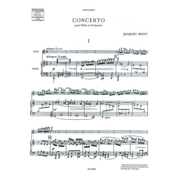 Alphonse Leduc Ibert Concerto für Flöte