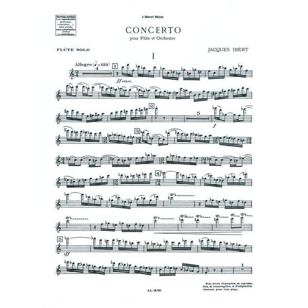 Alphonse Leduc Ibert Concerto für Flöte