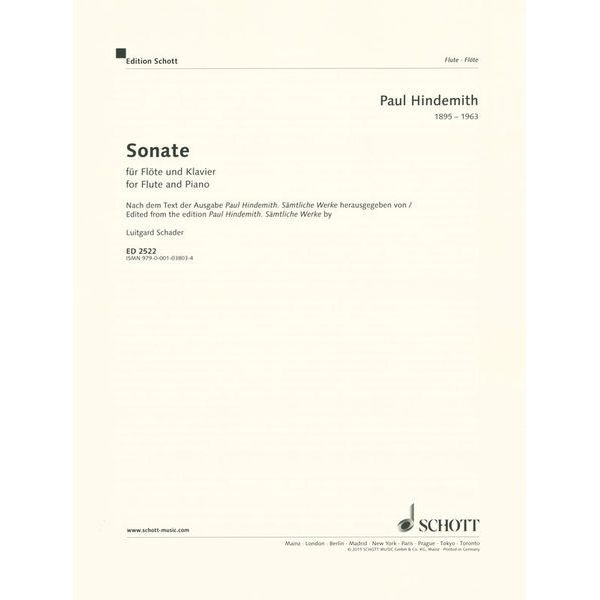 Schott Hindemith Sonate Querflöte