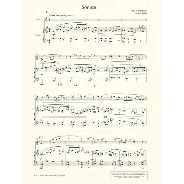 Schott Hindemith Sonate Querflöte