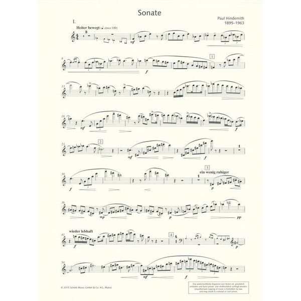 Schott Hindemith Sonate Querflöte