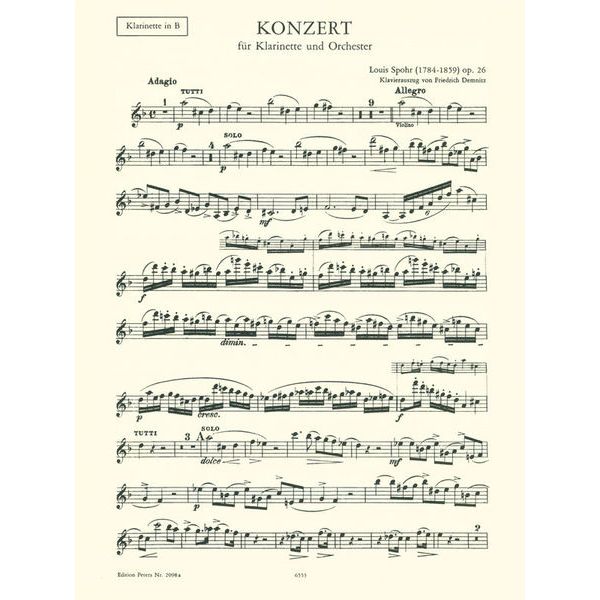 Edition Peters Spohr Konzert für Klarinette