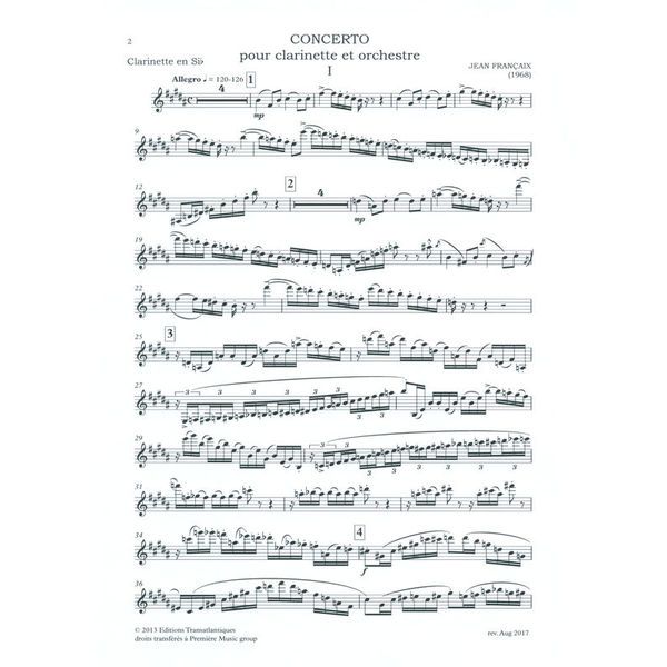 Editions Musicales Transatlant Francaix Concerto
