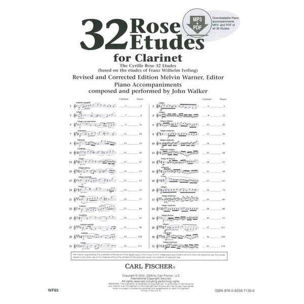 Carl Fischer 32 Rose Etudes