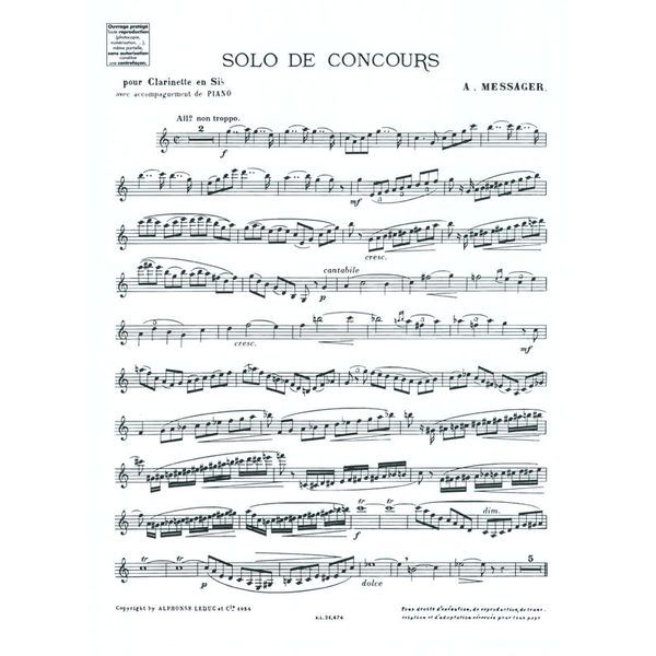 Alphonse Leduc Messager Solo de Concours
