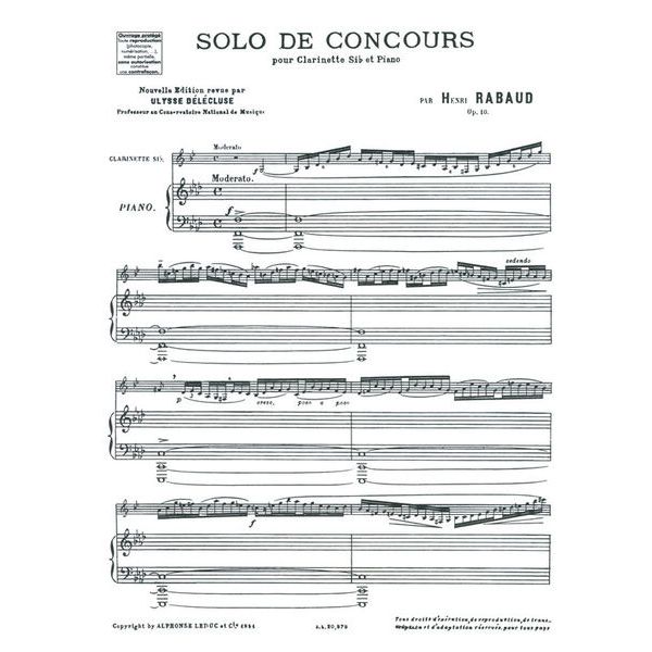 Alphonse Leduc Rabaud Solo De Concours
