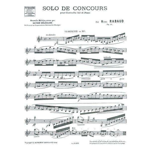 Alphonse Leduc Rabaud Solo De Concours