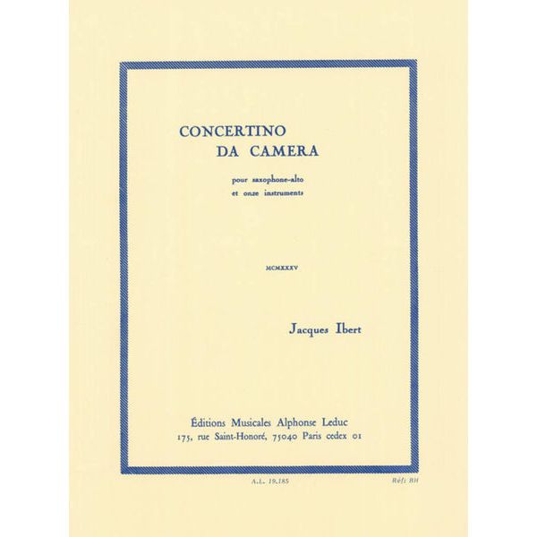 Alphonse Leduc Ibert Concertino da camera