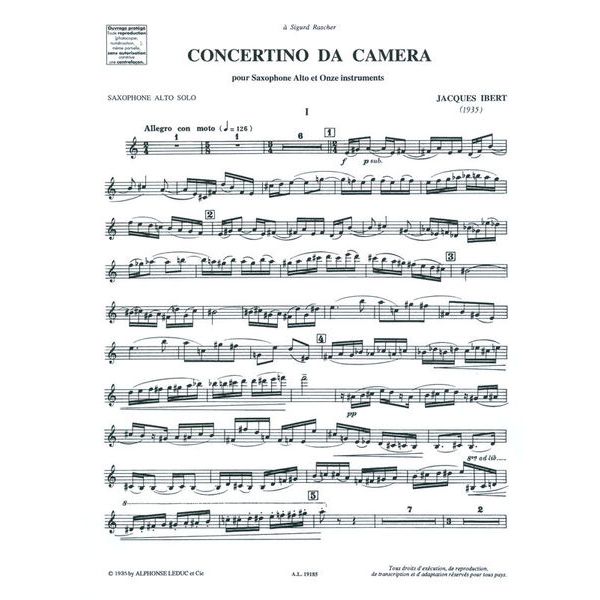 Alphonse Leduc Ibert Concertino da camera