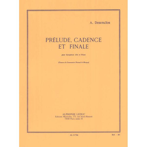 Alphonse Leduc Desenclos Prélude, Cadence