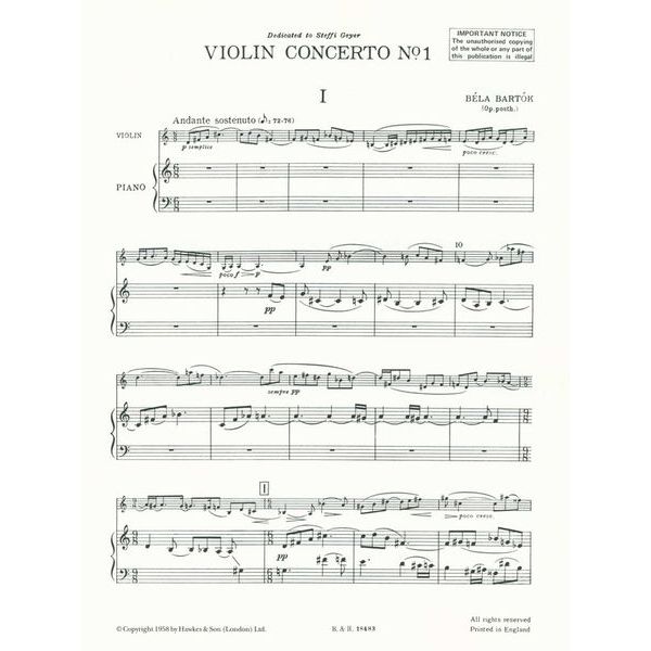 Boosey & Hawkes Bartok Violinkonzert Nr. 1