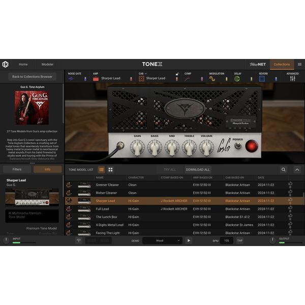 IK Multimedia TONEX Gus G. Tone Asylum