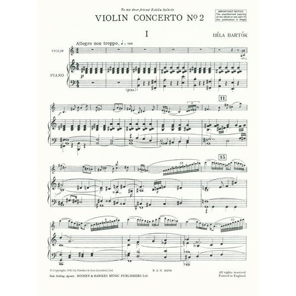 Boosey & Hawkes Bartok Violinkonzert Nr. 2