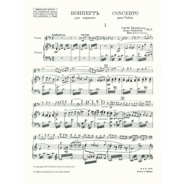 Boosey & Hawkes Prokofjew Violinkonzert Nr. 1