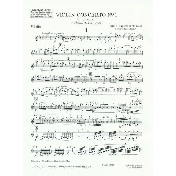 Boosey & Hawkes Prokofjew Violinkonzert Nr. 1