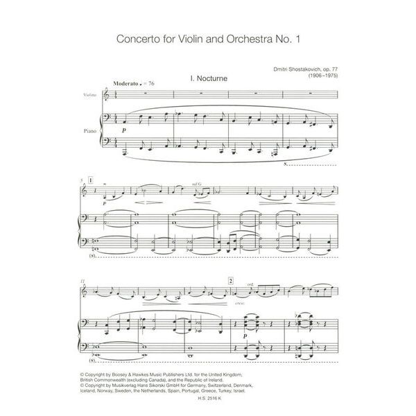 Sikorski Musikverlage Schostakowitsch Concerto No. 1