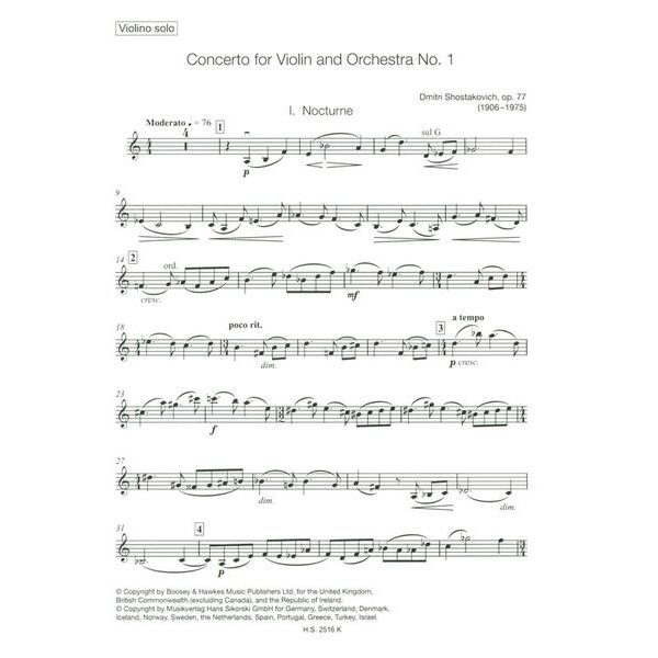 Sikorski Musikverlage Schostakowitsch Concerto No. 1