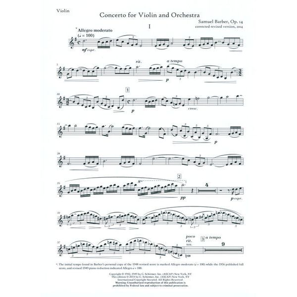 G. Schirmer Barber Concerto op. 14
