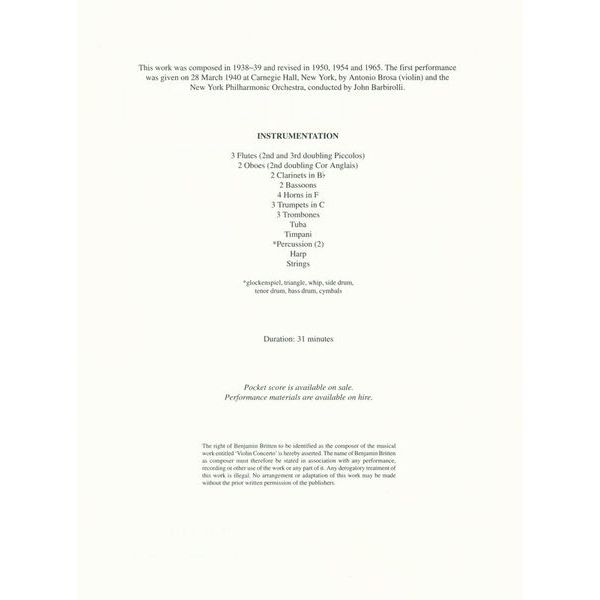 Boosey & Hawkes Britten Violinkonzert op. 15