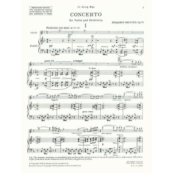 Boosey & Hawkes Britten Violinkonzert op. 15