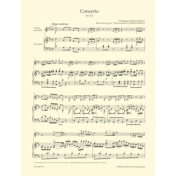 Bärenreiter Mozart Violinkonzert Nr. 2
