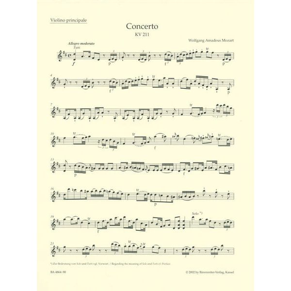 Bärenreiter Mozart Violinkonzert Nr. 2