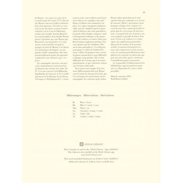 Henle Verlag Mozart Violinkonzert Nr. 1