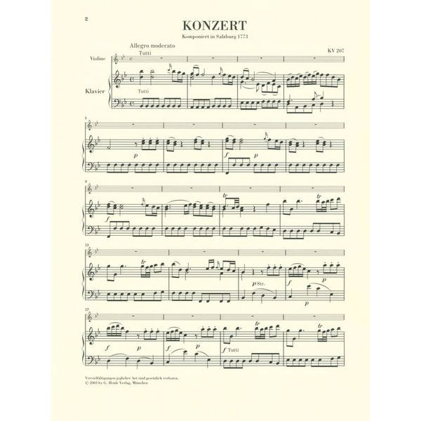 Henle Verlag Mozart Violinkonzert Nr. 1