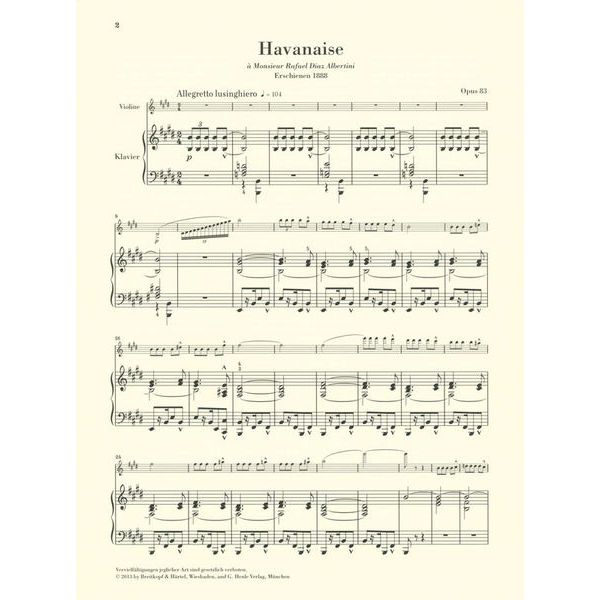 Henle Verlag Saint-Saëns Havanaise op. 83