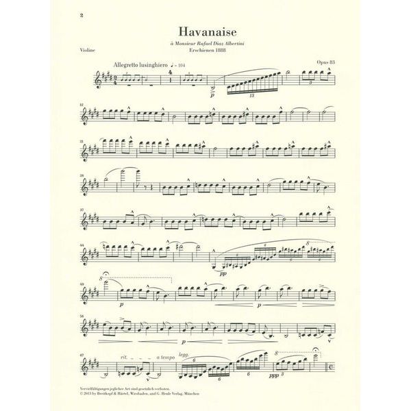 Henle Verlag Saint-Saëns Havanaise op. 83