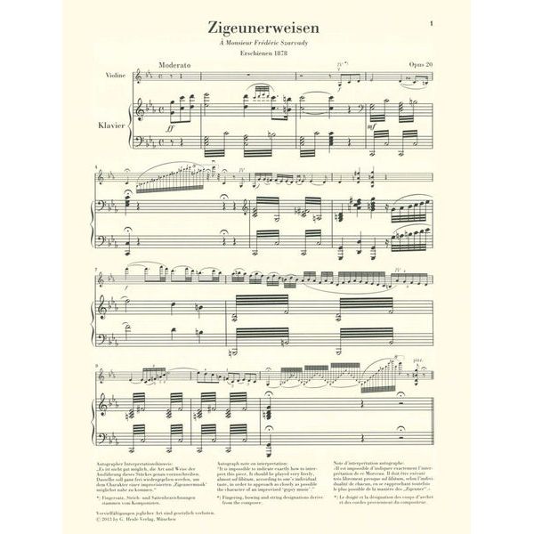 Henle Verlag Sarasate Zigeunerweisen op. 20