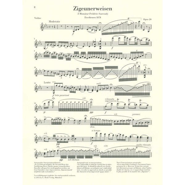 Henle Verlag Sarasate Zigeunerweisen op. 20