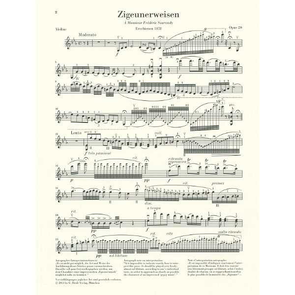 Henle Verlag Sarasate Zigeunerweisen op. 20