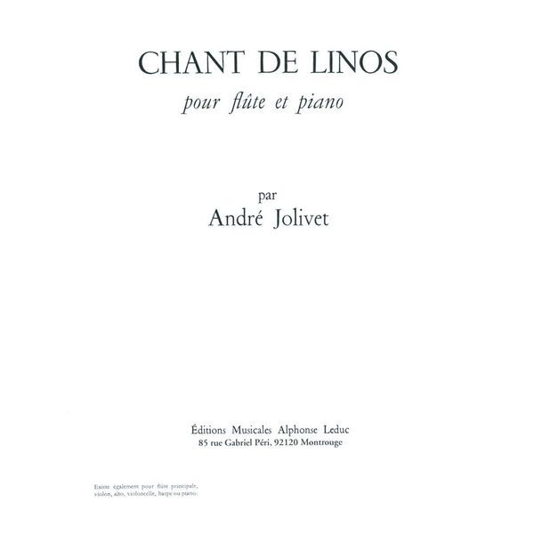 Alphonse Leduc Jolivet Chant de Linos