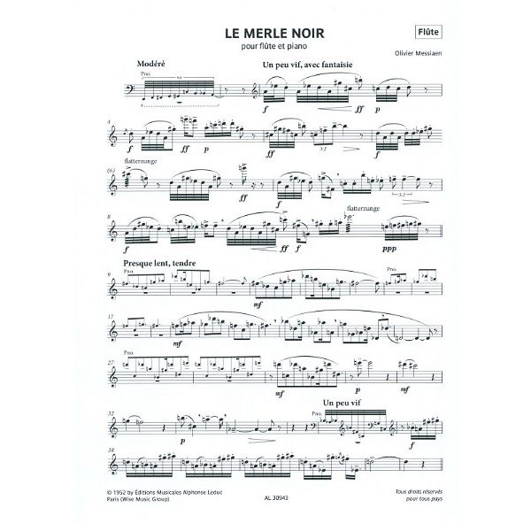Alphonse Leduc Messiaen Le Merle Noir