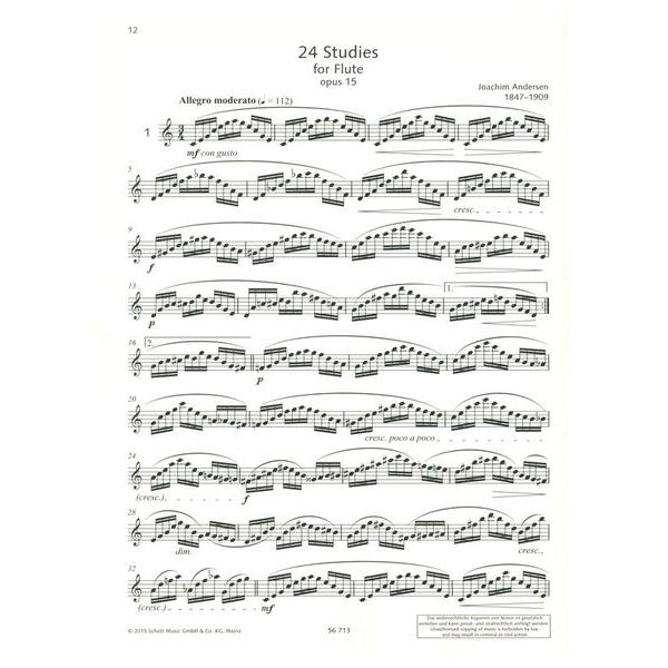 Schott Andersen 24 Etüden op.15