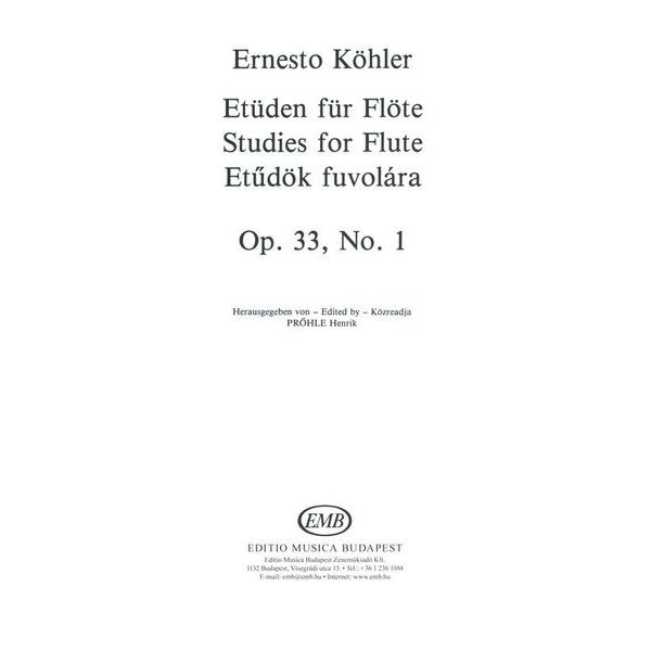 Editio Musica Budapest Köhler Etüden op.33 Flöte I