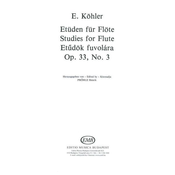 Editio Musica Budapest Köhler Etüden op.33 Flöte III