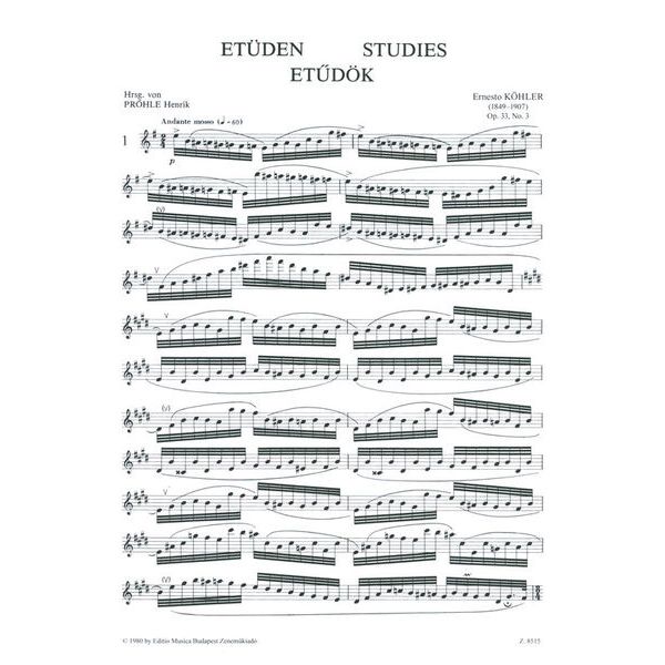 Editio Musica Budapest Köhler Etüden op.33 Flöte III