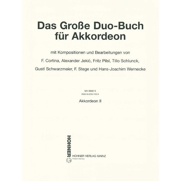 Hohner Das große Duo-Buch Akkordeon